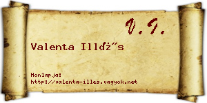 Valenta Illés névjegykártya